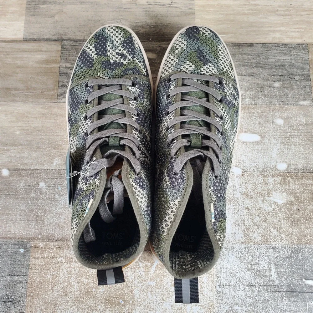 Toms Trvl Lite Mens Shoes Sz 9 Dusty Olive Flecktarn Pattern High Top Sneaker
